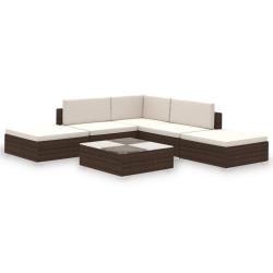 Mobilier de jardin r&eacute;sine tress&eacute;e 15 pi&egrave;ces marron 02_0014554