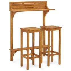 Ensemble de bar de balcon 3 pi&egrave;ces bois d'acacia solide 02_0013358