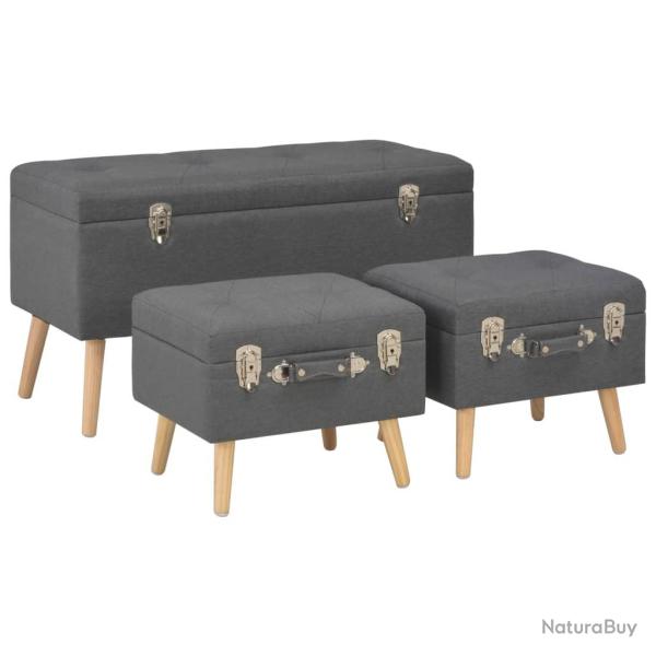 Tabourets de rangement 3 pi�ces tissu gris fonc� 02_0021224