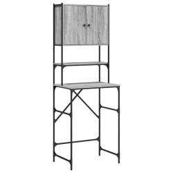 Armoire de machine &agrave; laver moderne rangement pratique 68 x 48,5 x 194 cm en bois d'ing&eacute;nierie gris