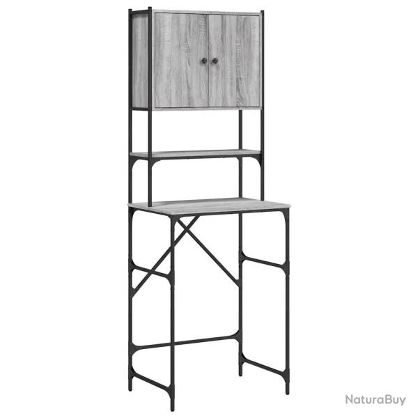 Armoire de machine � laver moderne rangement pratique 68 x 48,5 x 194 cm en bois d'ing�nierie gris