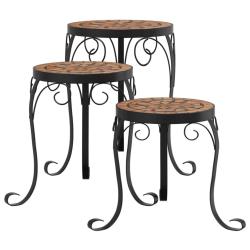 Supports de plantes 3 pcs terre cuite c&eacute;ramique Orange 02_0045250