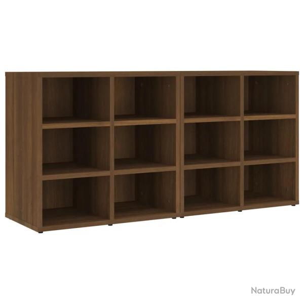 Lot de 2 armoires � chaussures murales design �l�gant avec 12 compartiments 52,5 x 30 x 50 cm en bo