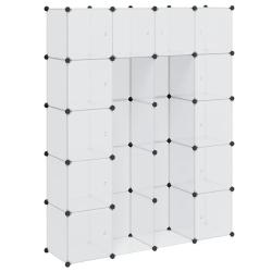 Armoire modulaire &eacute;l&eacute;gante 14 compartiments 37 x 146 x 180 cm en plastique blanc 02_0046222