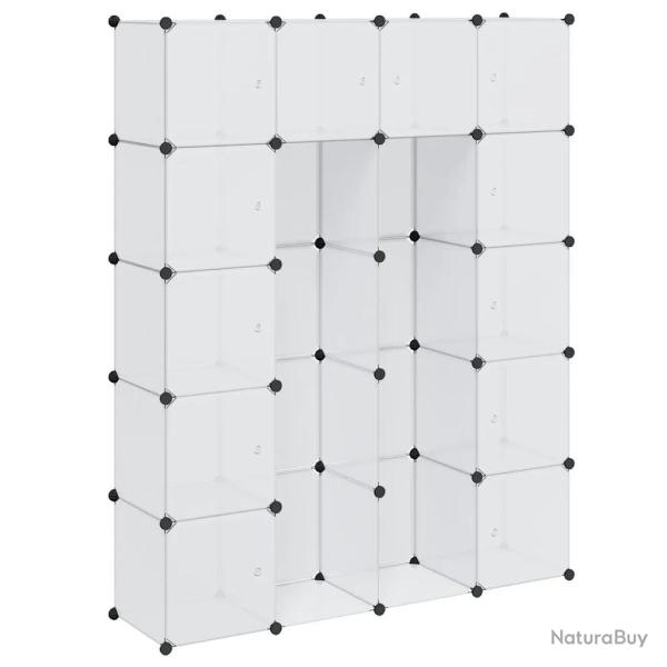 Armoire modulaire �l�gante 14 compartiments 37 x 146 x 180 cm en plastique blanc 02_0046222