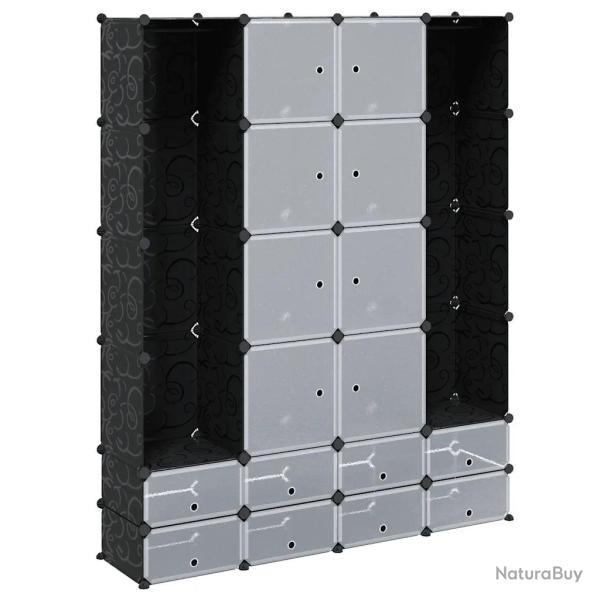 Armoire modulaire 37 x 146 x 180 cm avec 18 compartiments polyvalente moderne chambre couloir en pl