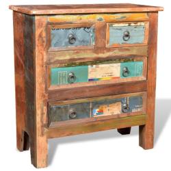 Armoire vintage avec 4 tiroirs rangement salon 65 x 30 x 70 cm en bois massif de r&eacute;cup&eacute;ration multi