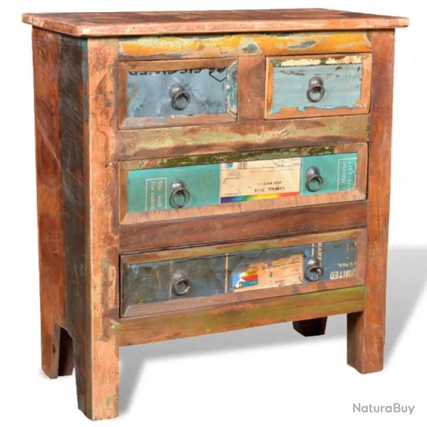 Armoire vintage avec 4 tiroirs rangement salon 65 x 30 x 70 cm en bois massif de r�cup�ration multi