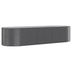 Lot de 2 lits sur&eacute;lev&eacute;s de jardin ovale 322 x 100 x 68 cm usage ext&eacute;rieur design moderne en acier g
