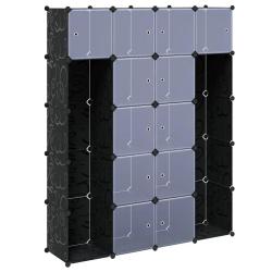 Armoire modulaire 14 compartiments rangement enfant salon 37 x 146 x 180 cm en plastique noir 02_00