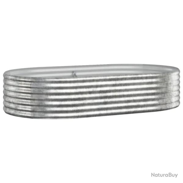 Lot de 1 lit sur�lev� de jardin ovale 175 x 100 x 36 cm en acier galvanis� argent� 02_0046577