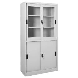 Armoire &agrave; bureau porte coulissante 90 x 40 x 180 cm avec 3 &eacute;tag&egrave;res modulables style moderne en aci