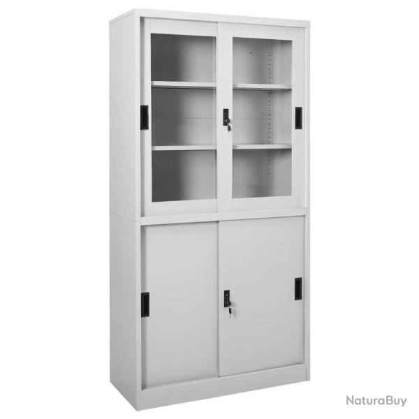 Armoire � bureau porte coulissante 90 x 40 x 180 cm avec 3 �tag�res modulables style moderne en aci