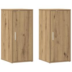 Lot de 2 armoires &agrave; chaussures 32 x 35 x 70 cm avec porte rangement pratique style ch&ecirc;ne artisanal