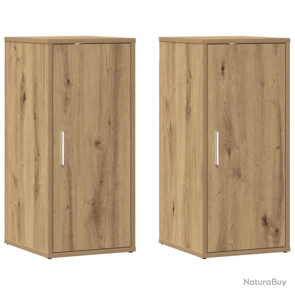 Lot de 2 armoires � chaussures 32 x 35 x 70 cm avec porte rangement pratique style ch�ne artisanal