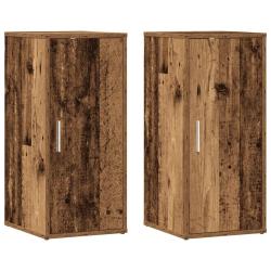 Lot de 2 armoires &agrave; chaussures rangement pratique 32 x 35 x 70 cm en bois d'ing&eacute;nierie vieux bois 0