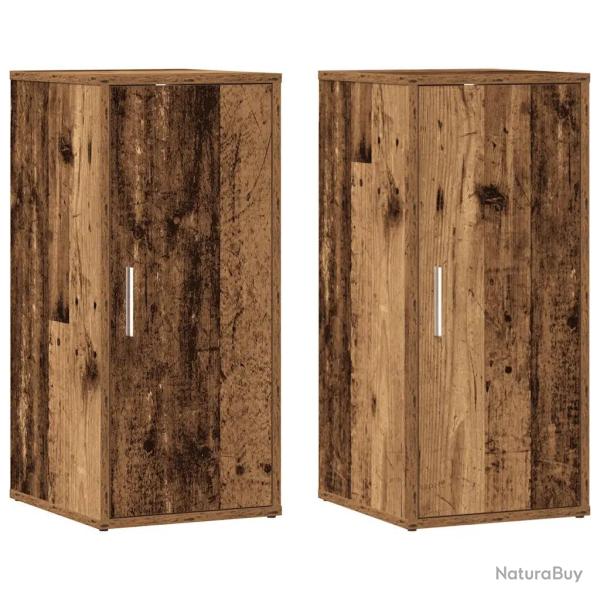 Lot de 2 armoires � chaussures rangement pratique 32 x 35 x 70 cm en bois d'ing�nierie vieux bois 0