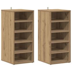Lot de 2 armoires &agrave; chaussures 32 x 35 x 70 cm finition mate pratique rangement moderne en bois d'i