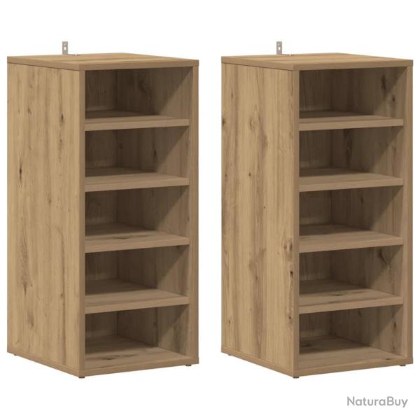 Lot de 2 armoires � chaussures 32 x 35 x 70 cm finition mate pratique rangement moderne en bois d'i
