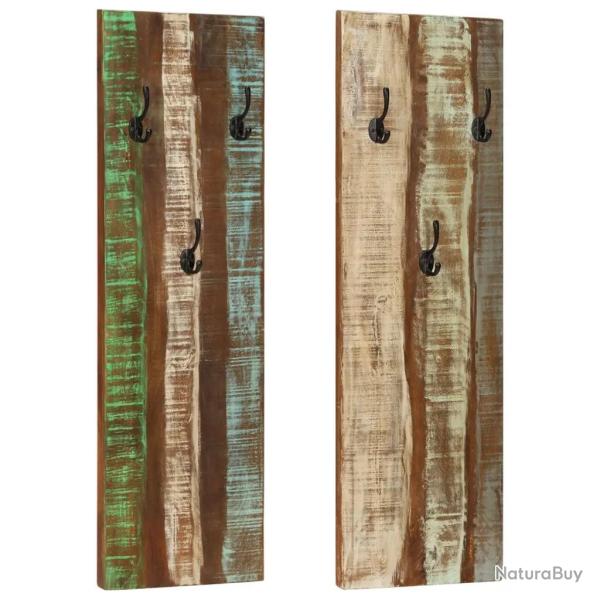 Lot de 2 porte-manteaux muraux vintage 36 x 3 x 110 cm pratique unique en bois massif de r�cup�rati