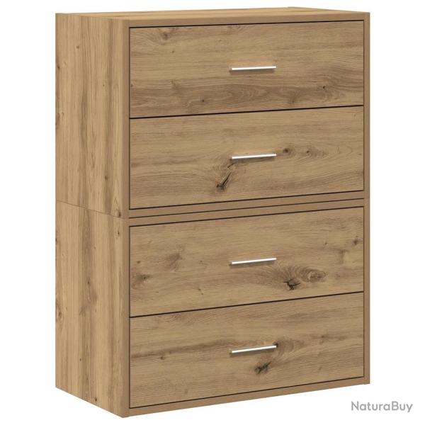 Lot de 2 armoires de rangement empilables 60 x 31 x 40 cm avec 2 tiroirs pratique style contemporai