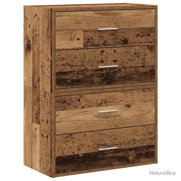 Lot de 2 armoires avec 2 tiroirs espace de rangement empilable 60 x 31 x 40 cm en bois d'ing�nierie