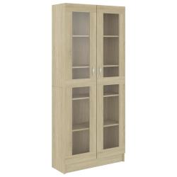 Armoire vitrine classique 82,5 x 30,5 x 185 cm rangement optimis&eacute; salle &agrave; manger d&eacute;co en bois ing&eacute;n