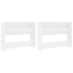 Lot de 2 armoires &agrave; chaussures murales modernes &eacute;conomiques 80 x 18 x 60 cm en agglom&eacute;r&eacute; blanc 02_0