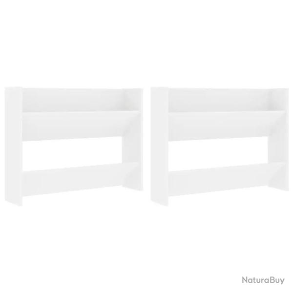 Lot de 2 armoires � chaussures murales modernes �conomiques 80 x 18 x 60 cm en agglom�r� blanc 02_0