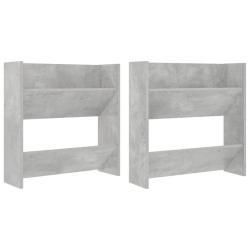 Lot de 2 armoires &agrave; chaussures murales design moderne 60 x 18 x 60 cm en agglom&eacute;r&eacute; gris b&eacute;ton 02_00