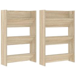 Lot de 2 armoires &agrave; chaussures murales modernes 60 x 18 x 90 cm rangement efficace en agglom&eacute;r&eacute; ch&ecirc;