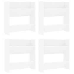Lot de 4 armoires &agrave; chaussures murales modernes 60 x 18 x 60 cm gain de place entr&eacute;e en bois d'ing&eacute;