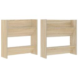 Lot de 2 armoires &agrave; chaussures murales modernes 60 x 18 x 60 cm en agglom&eacute;r&eacute; ch&ecirc;ne sonoma 02_0047888