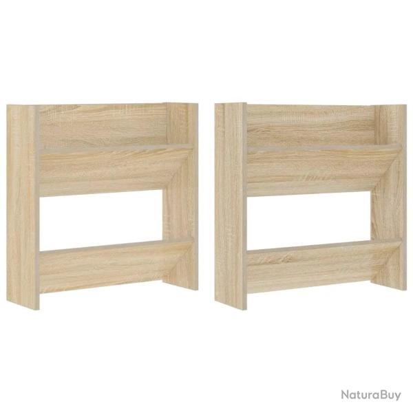 Lot de 2 armoires � chaussures murales modernes 60 x 18 x 60 cm en agglom�r� ch�ne sonoma 02_0047888