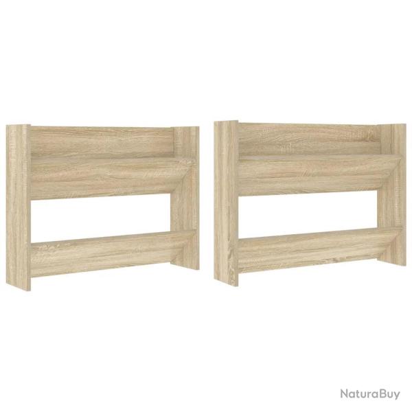 Lot de 2 armoires � chaussures murales design moderne entr�e 80 x 18 x 60 cm en agglom�r� ch�ne son
