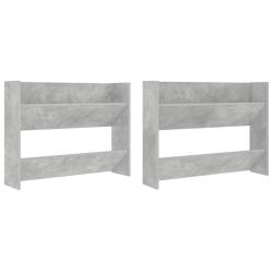 Lot de 2 armoires &agrave; chaussures murales modernes 80 x 18 x 60 cm en agglom&eacute;r&eacute; gris b&eacute;ton 02_0047893