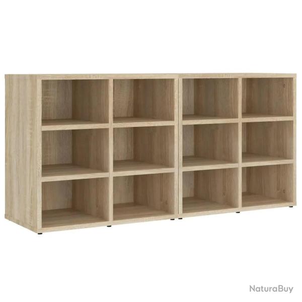 Lot de 2 armoires � chaussures rangement pratique 52,5 x 30 x 50 cm en bois d'ing�nierie ch�ne sono