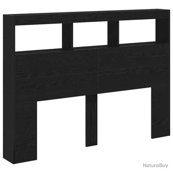 T�te de lit avec armoire LED moderne 140 x 17 x 102 cm espace de rangement tendance en bois d'ing�n