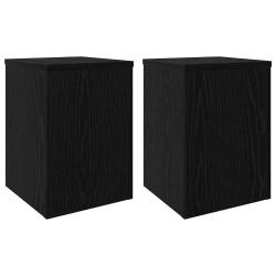 Lot de 2 supports de plante modernes polyvalents 25 x 25 x 35 cm en bois d'ing&eacute;nierie ch&ecirc;ne noir 02