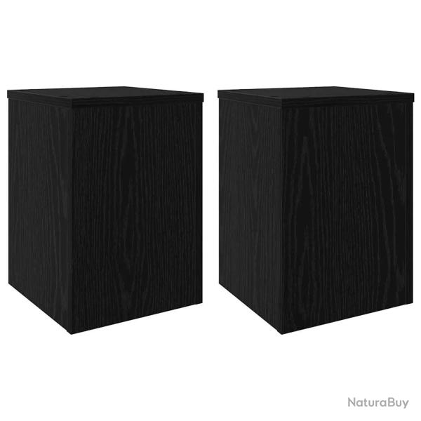 Lot de 2 supports de plante modernes polyvalents 25 x 25 x 35 cm en bois d'ing�nierie ch�ne noir 02
