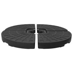 Lot de 4 bases de parasol en forme d'&eacute;ventail 47 x 47 x 8 cm pour stabilit&eacute; ext&eacute;rieure en PEHD noir