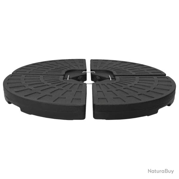 Lot de 4 bases de parasol en forme d'�ventail 47 x 47 x 8 cm pour stabilit� ext�rieure en PEHD noir