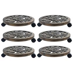 Lot de 6 chariots &agrave; plantes roulants design int&eacute;rieur ext&eacute;rieur 38 x 7,5 cm en plastique bronze 02_
