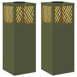 Lot de 2 lumi&egrave;res de chemin LED solaire 18 x 18 x 50 cm durables modernes jardin ext&eacute;rieur en acier