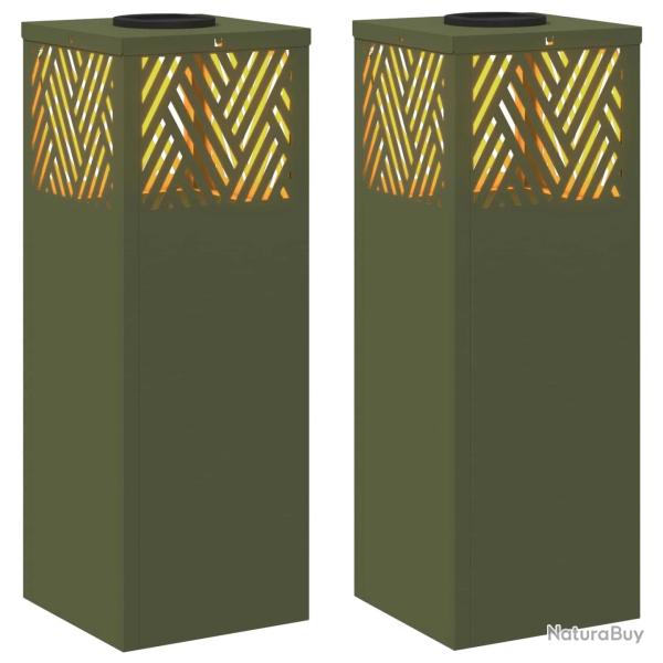 Lot de 2 lumi�res de chemin LED solaire 18 x 18 x 50 cm durables modernes jardin ext�rieur en acier