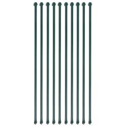 Lot de 10 poteaux de jardin 1 m en m&eacute;tal vert et antirouille design moderne ext&eacute;rieur 02_0046072