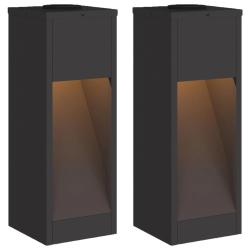 Lot de 2 lampes de chemin solaires autoportantes design moderne 18 x 18 x 50 cm en acier noir 02_00