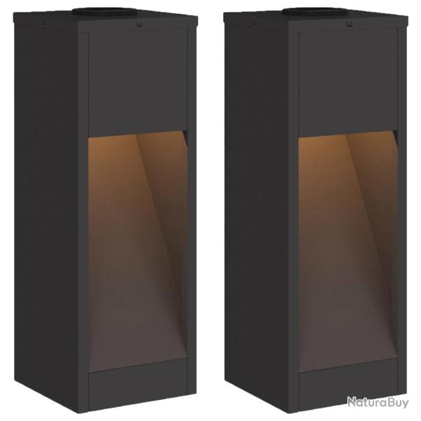 Lot de 2 lampes de chemin solaires autoportantes design moderne 18 x 18 x 50 cm en acier noir 02_00