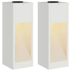Lot de 2 lampes de chemin solaires modernes design &eacute;pur&eacute; 18 x 18 x 50 cm en acier blanc 02_0052525