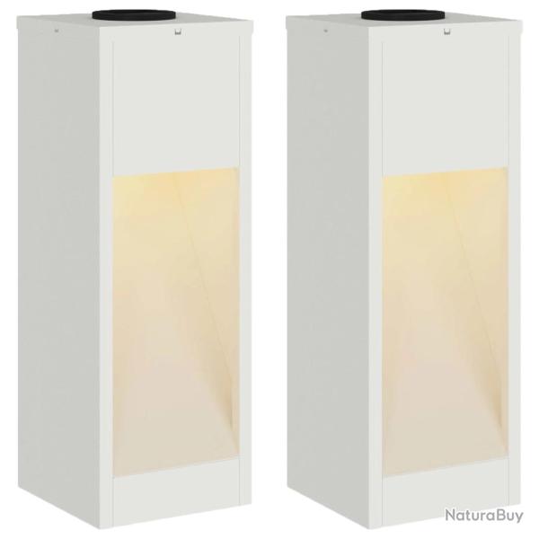 Lot de 2 lampes de chemin solaires modernes design �pur� 18 x 18 x 50 cm en acier blanc 02_0052525